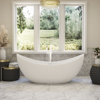 Ripplet Vertical 71 Inch Acrylic Fluted Double Ended Freestanding Tub