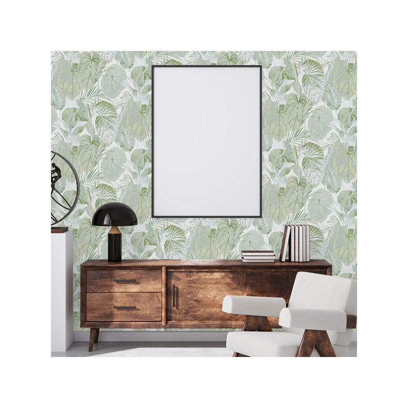 Flourish 10m x 53cm Glitter Wallpaper Roll, Green