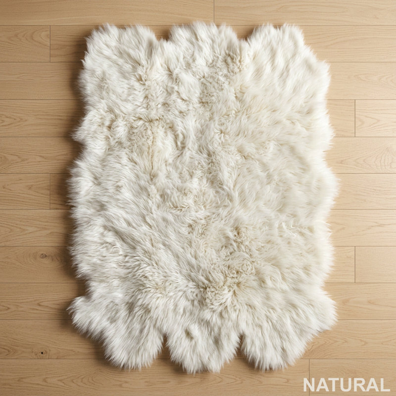 Stylish Sheepskin Shape Flokati Rug. organic wool pile. Shaggy Wool Area Rug, 3' x 5'