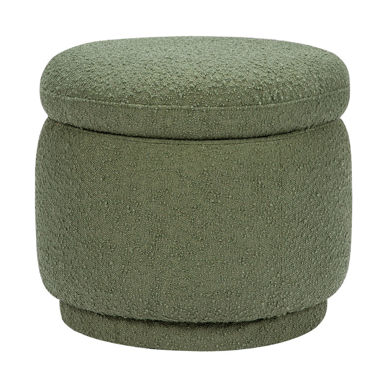 Repose-pieds rond avec rangement Enoki, Bouclé olive