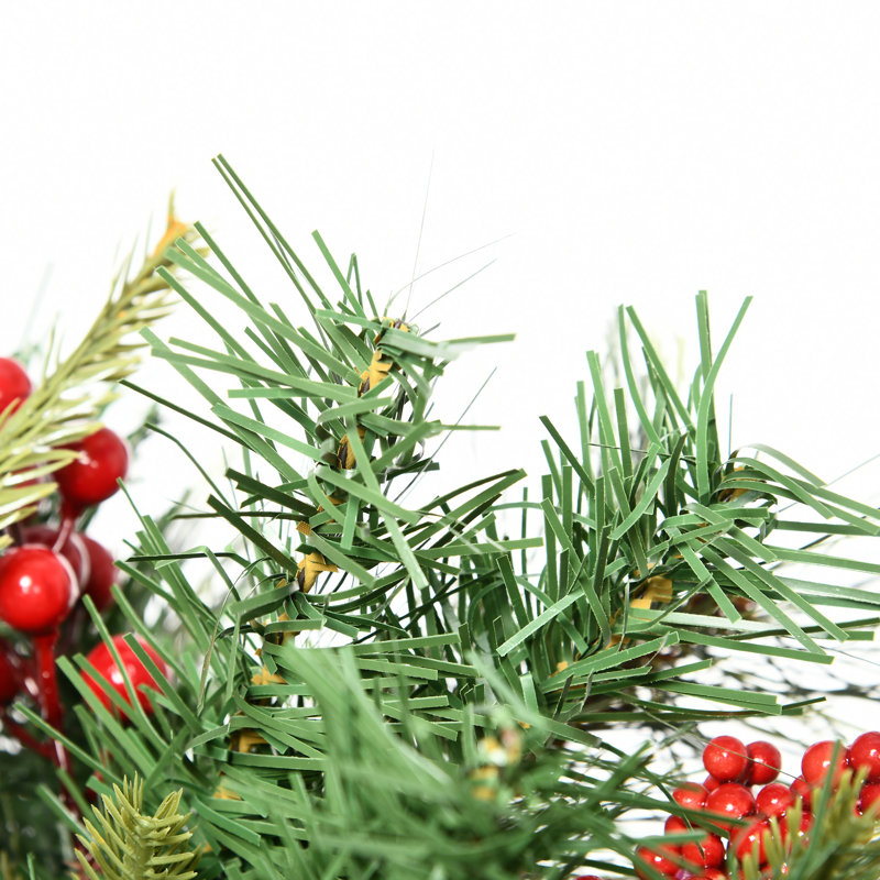 Arbre de Noël artificiel pin vert 21,75 "avec 24 lumières DEL et pommes de pin