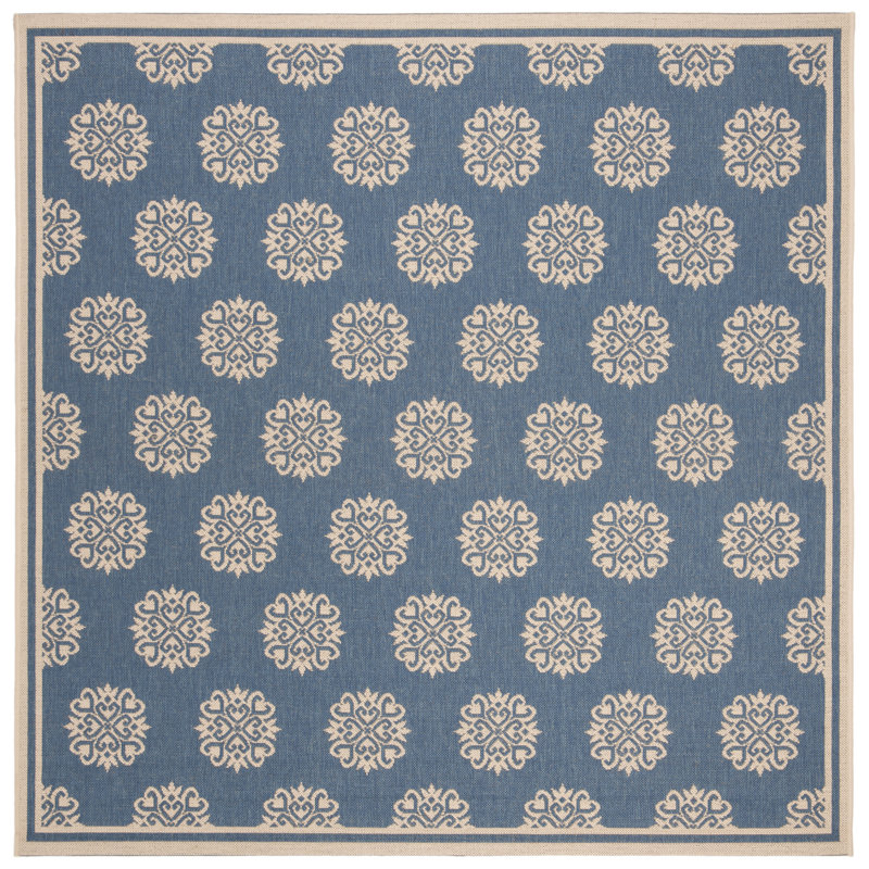 Burnell Linden 100 Performance Geometric Indoor/Outdoor Area Rug, Square 6'7"