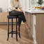 Tabourets de bar modernes à hauteur de comptoir, siège rembourré en similicuir - Pieds irréguliers en métal - Compact pour les petits espaces - Assemblage facile - Noir, paquet de 2 pièces-84154848-84154863