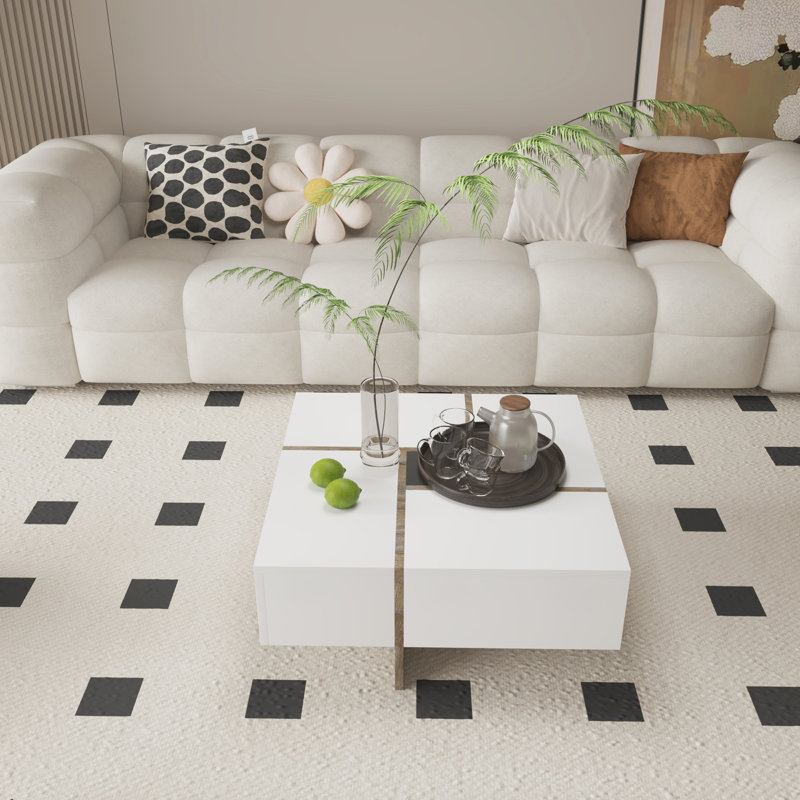 Bunita Pedestal Coffee Table with Storage, White
