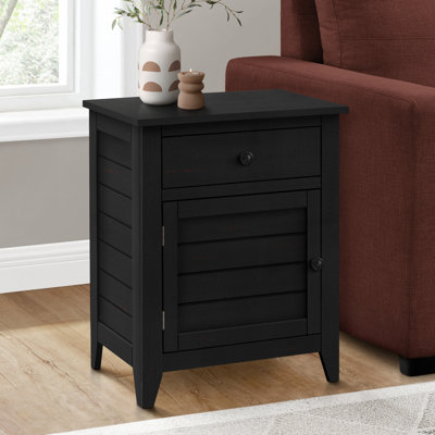 Table d'appoint, table de chevet, tiroir de rangement, bout, table d'appoint, chambre à coucher, lampe, rangement, placage noir, transitionnel