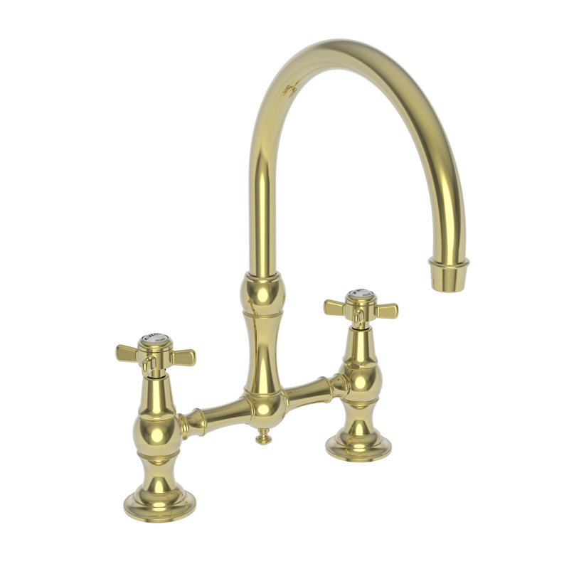 Fairfield Kitchen Bridge Faucet, Uncoated Polished Brass (Living, non-returnable)