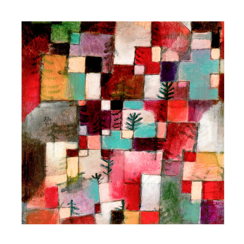 Art sur toile par Paul Klee, H 14 po x l 14 po