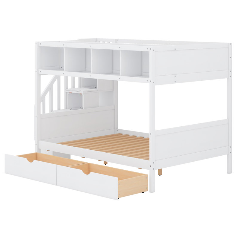 Jamise Kids Twin Over Full Bunk Bed with Drawers, White