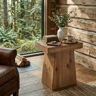 23.6" Solid End Table with Tapered Base, Walnut
