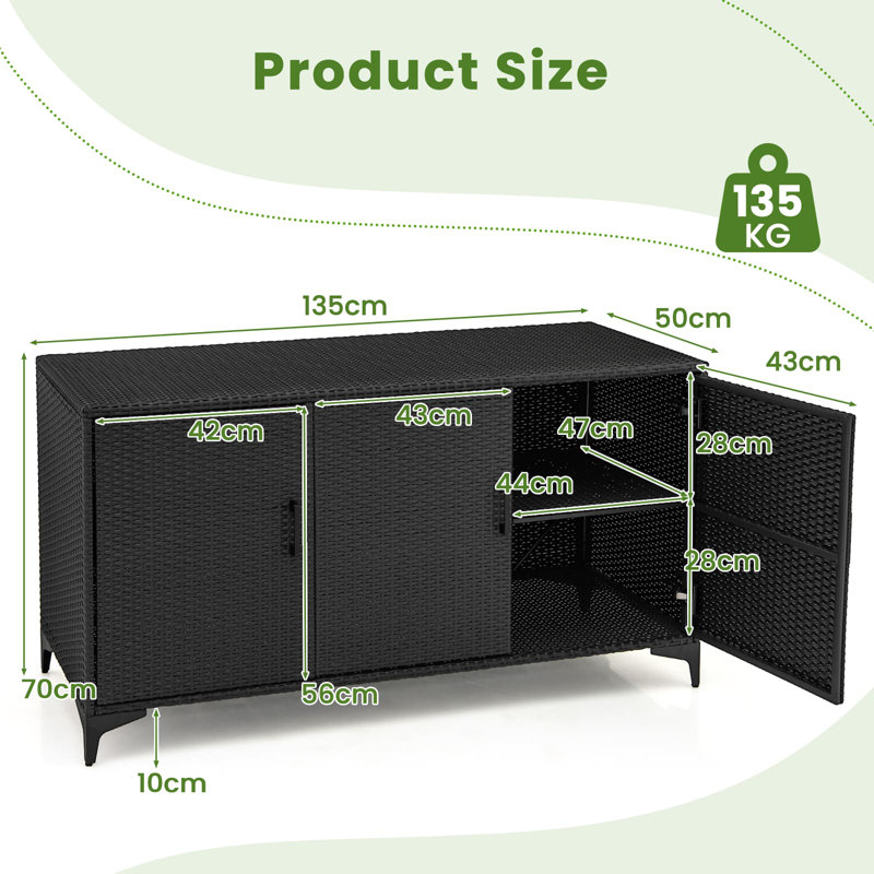 17 Stories Subash 135cm W Wicker Deck Box, Black