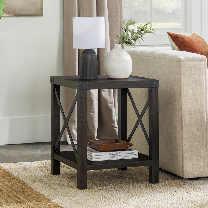 Larenda End Table with Open Storage Shelf, Sable Gray