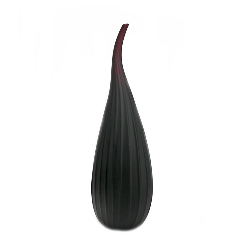 Murano Glass Stripe Vase, Black