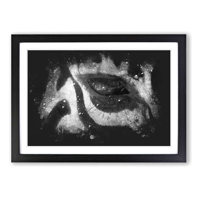 The Eye of a Zebra - Picture Frame Graphic Art Print, 45cm H x 63cm W x 2cm D, Black Framed