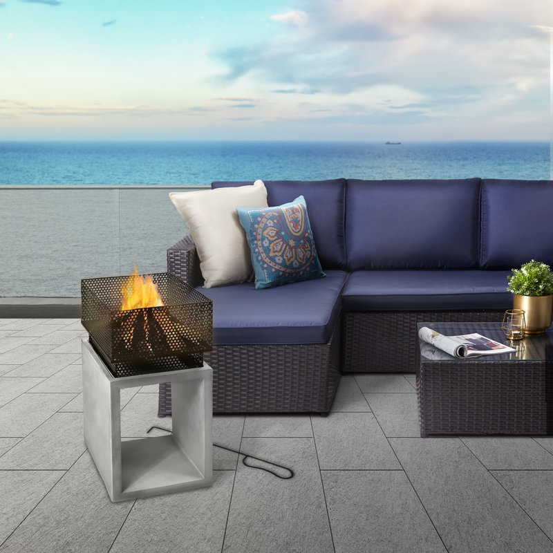 Square Concrete Wood Burning Smokeless Fire Pit