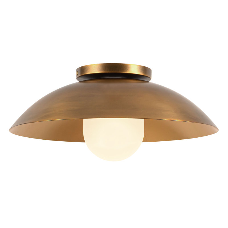 Umbra 14-in Black Semi-Flush Mount, Antique Brass