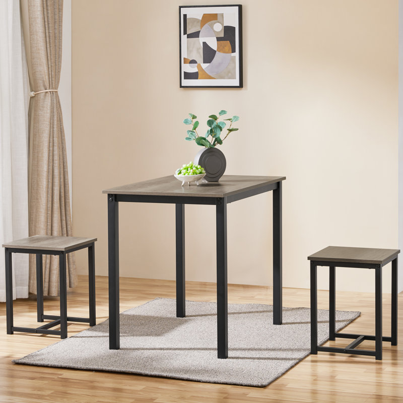 2 - Person Four Leg Dining Set, Gray, Gray