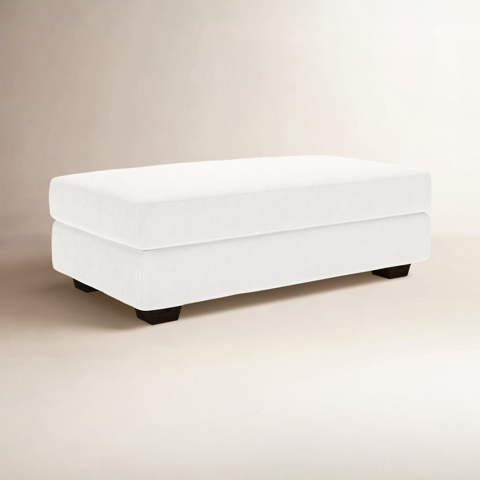 Emilio Upholstered Ottoman, Nomad Snow Crypton® Chenille