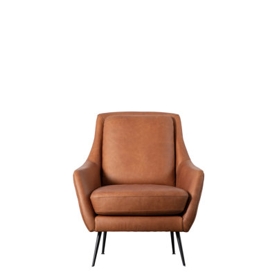 Folwell Upholstered Top Grain Leather Armchair