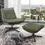 Repose-pieds en cuir véritable Delana-112574274