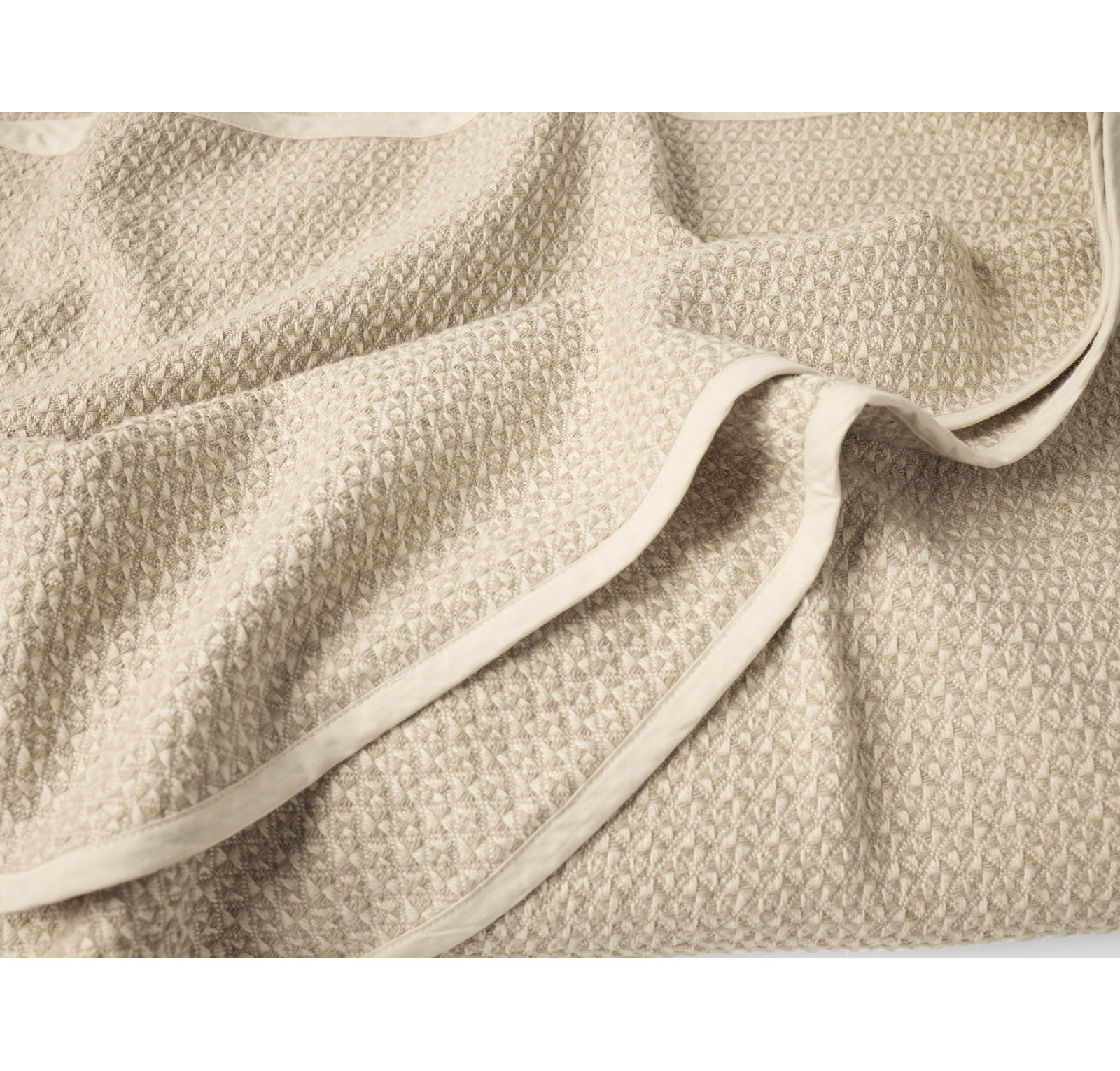 Cotton Honeycomb / Waffle Throw Blanket, 66" W x 90" L, Undyed Oyster