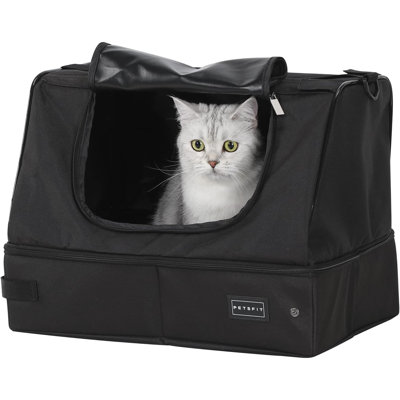 Upgrade Travel Portable Cat Litter Box For Medium Cats & Kitties,Leak-Proof, Lightweight, Foldable (?With Lid?, 17" Lx13 Wx12.5 H)