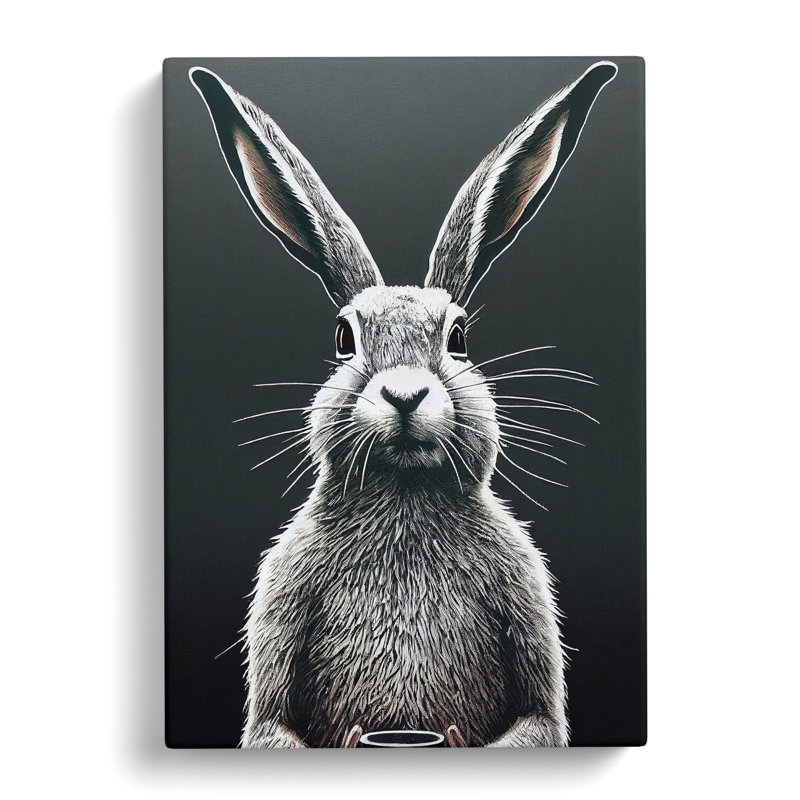 Monochrome Hare No.1 - Wrapped Canvas Photograph - Wrapped Canvas, 60cm H x 40cm W x 3cm D