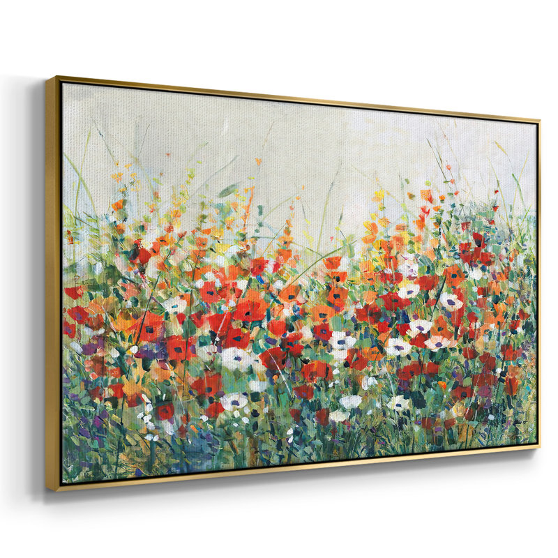 " Garden In Bloom II ", 25" H x 37" W x 2" D, Gold Framed Canvas