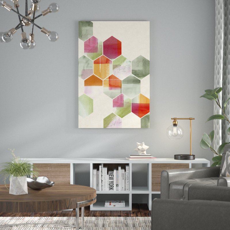Color Pop Honeycomb I 1 Piece Painting on Canvas, 122cm H x 81cm W, Wrapped Canvas