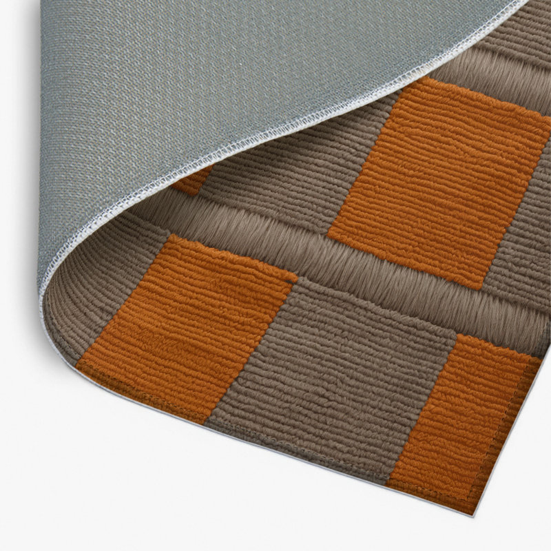 Tapis d'intérieur et d'extérieur à carreaux brun, Rectangle 4pi x 6 pi