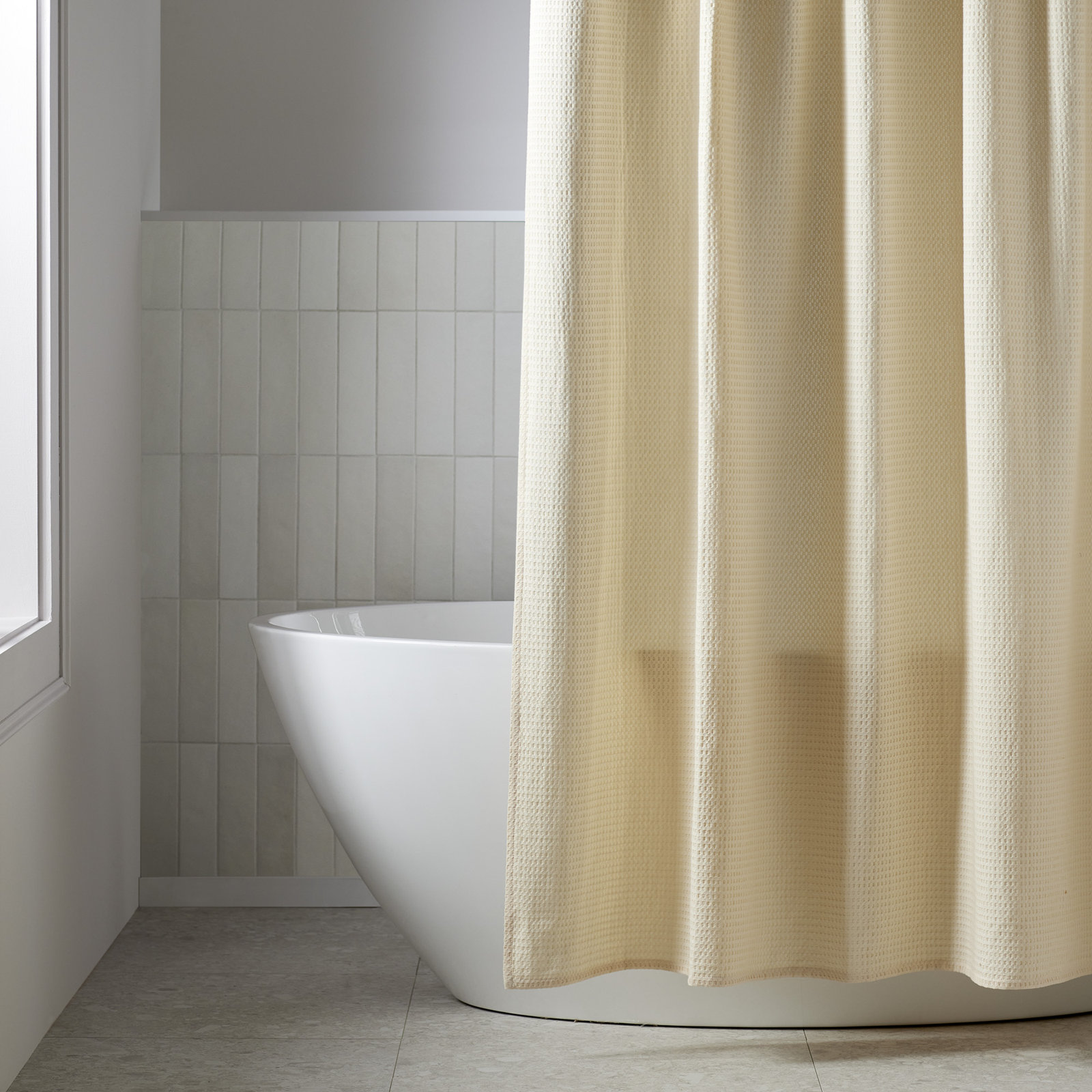 Felix Cotton Waffle Shower Curtain, Ivory