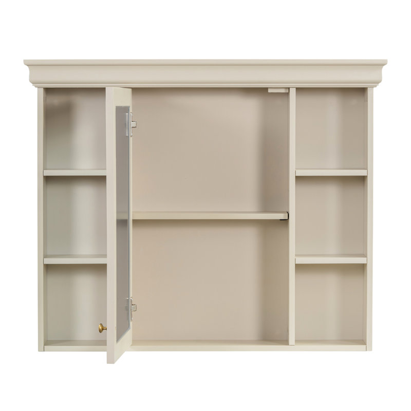 Bathroom Mirror Cabinet - Versatile Storage Solution Beige Cream 35.51'' X 28.07' Modern Concealed Privacy