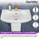 33.8" Tall White Rectangular Vitreous China Pedestal Bathroom Sink with Overflow