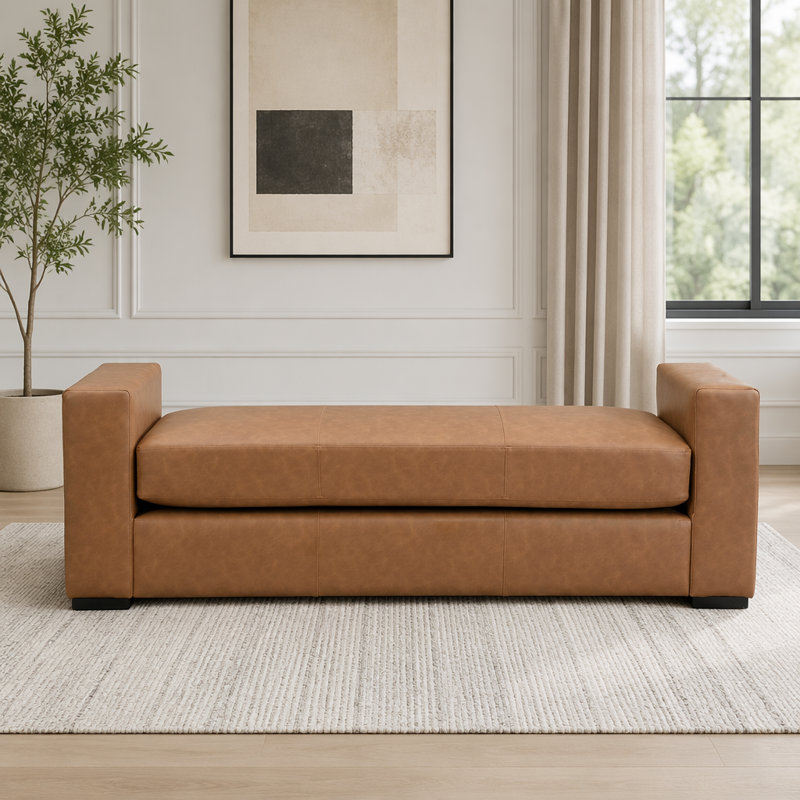 Repose-pieds durable en similicuir brun