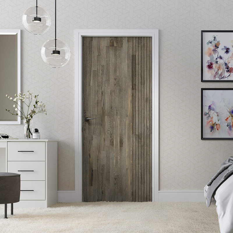 Porte standard à panneaux de bois de pin, Gris patiné, H 80 po x l 42 po