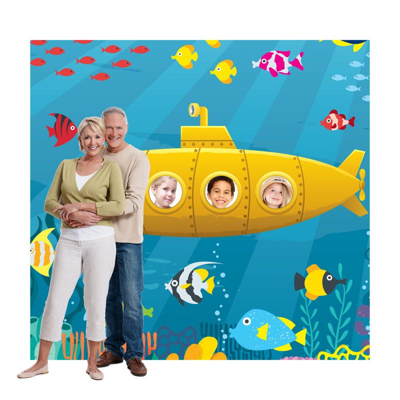 84 x 88 Inch Yellow Submarine Cardboard Standin Backdrop