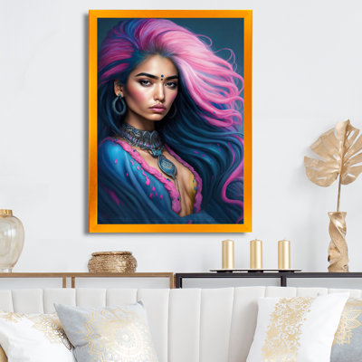 " Fashion Indian Woman In Pink And Blue VI "
