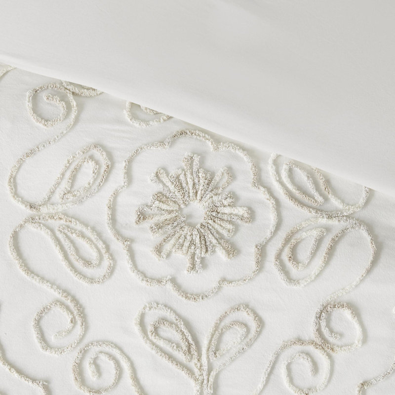 Ensemble d'édredon en coton touffeté 3 pièces, Édredon très grand et 2 taies décoratives stand