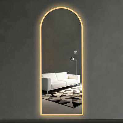 LED Full Length Wall Mirror, Symmetrical Arch Mirror with Dimmable 3 Color Temperature Lighting