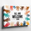 Reproduction d'art sur toile, "In a Vibrant Inclusive Design" With a Multitude of Handprints, art mural dans divers tons de peau-1880918065