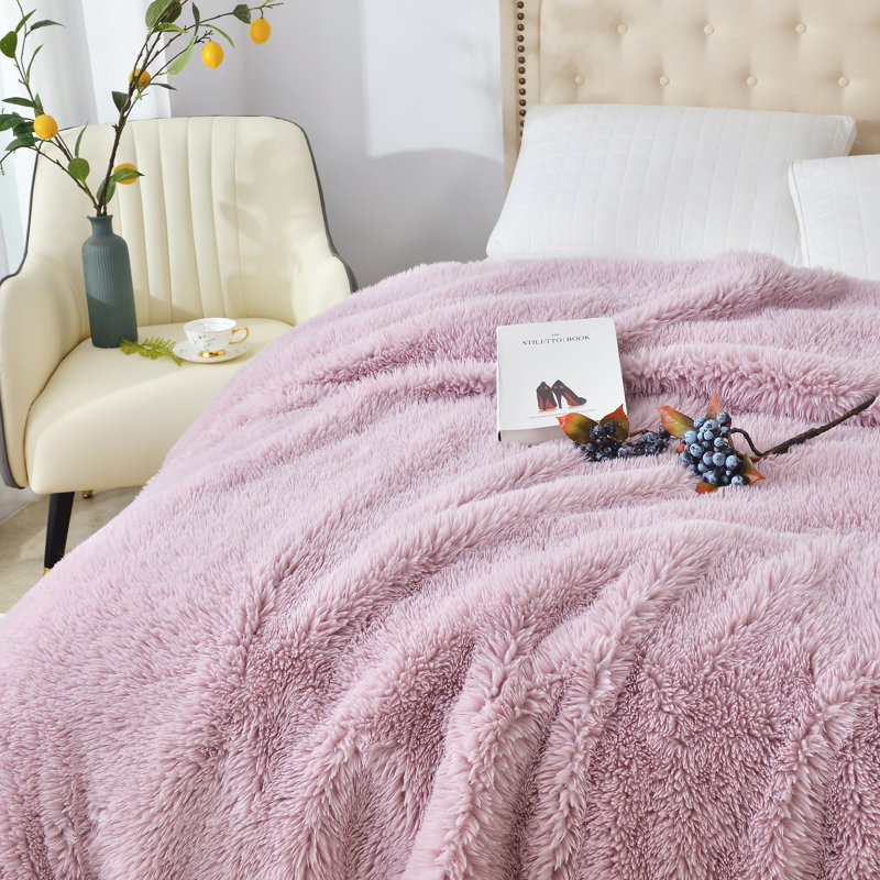 Knitted Throw Blanket, Lavender, 223.5cm W x 274.3cm L