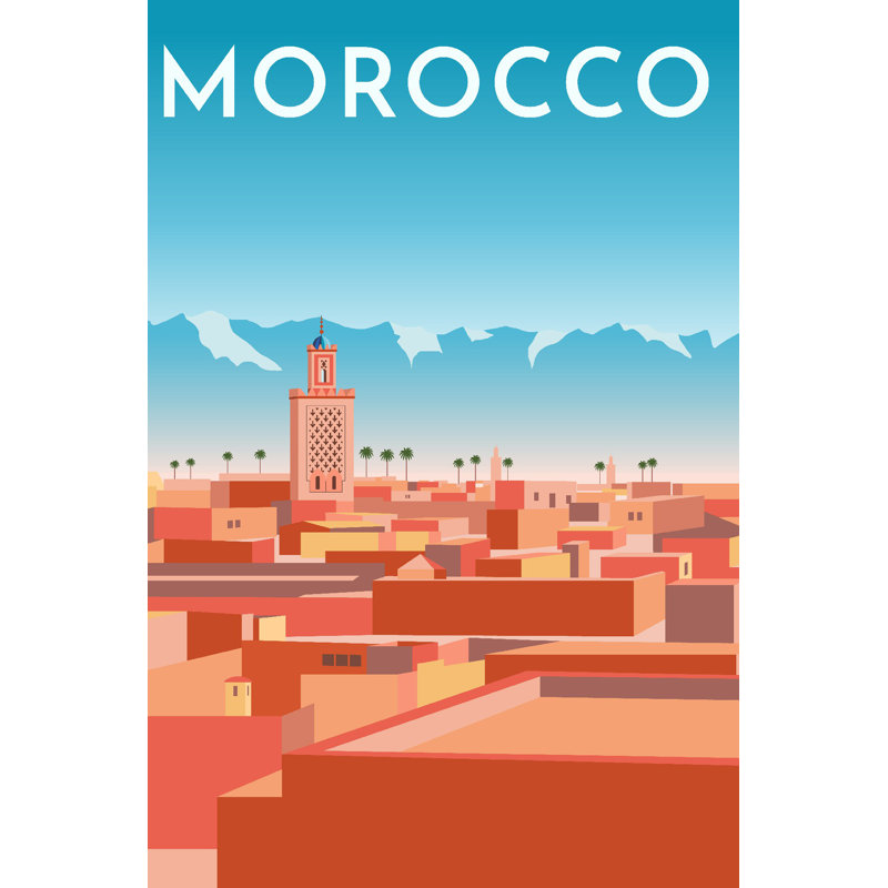 Affiche de voyage au Maroc, L 12 po x H 18 po