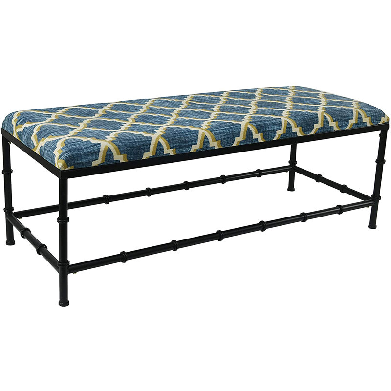 Banc rembourré Amerson, Treillis lustré, Noir