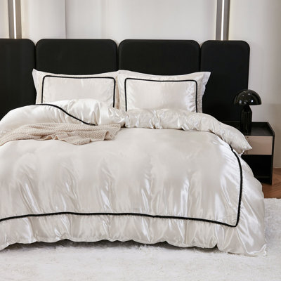 100% Washed Cotton Comforter Set   – Dark Grey, Linen-Like Texture,  Soft & Breathable Bedding Set, 3-Piece Durable Percale Comforter