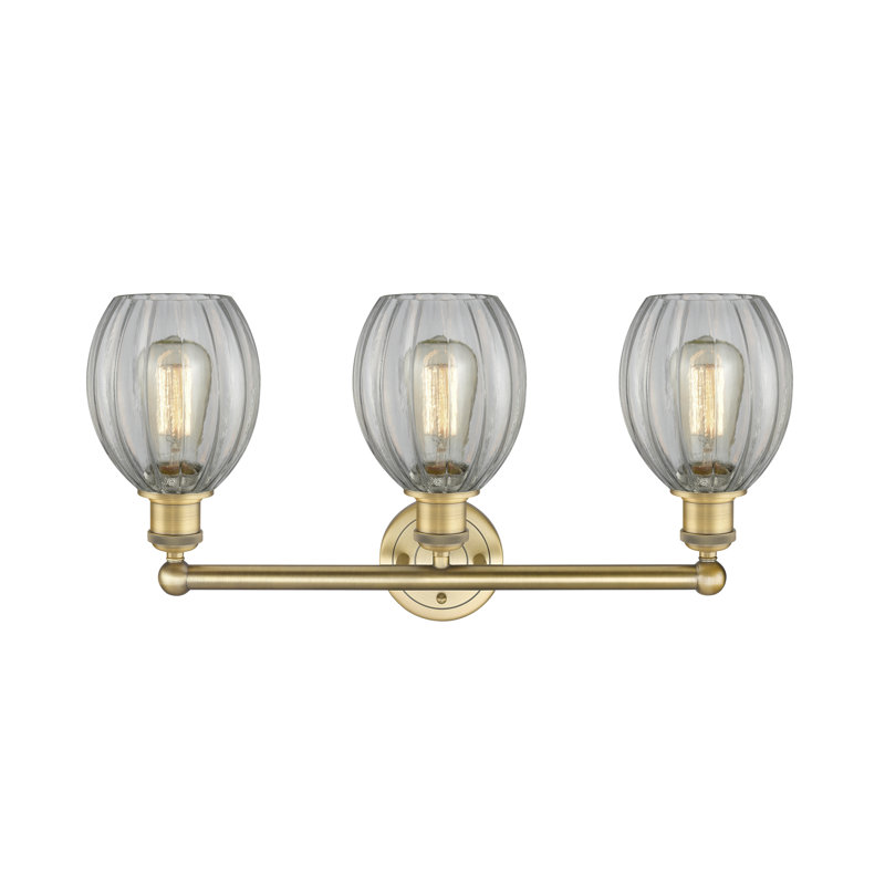 Éclairage pour salle de bain 3 lumières à intensité variable en métal l 23,5 po Bolduc, Transparent, Laiton brossé