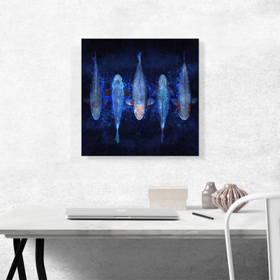 «Asagi Koi Carp Fish», Japon, reproduction d'art sur toile tendue