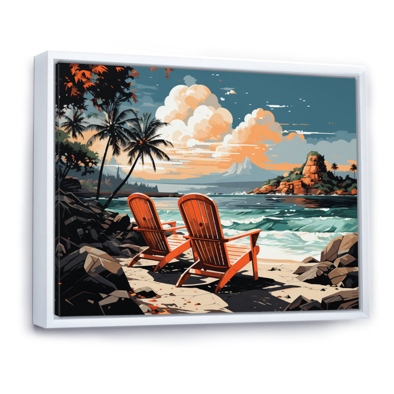 Ambriah Beach Tropical Vibes VI sur toile, 34" H x 44" W, Cadre flottant blanc