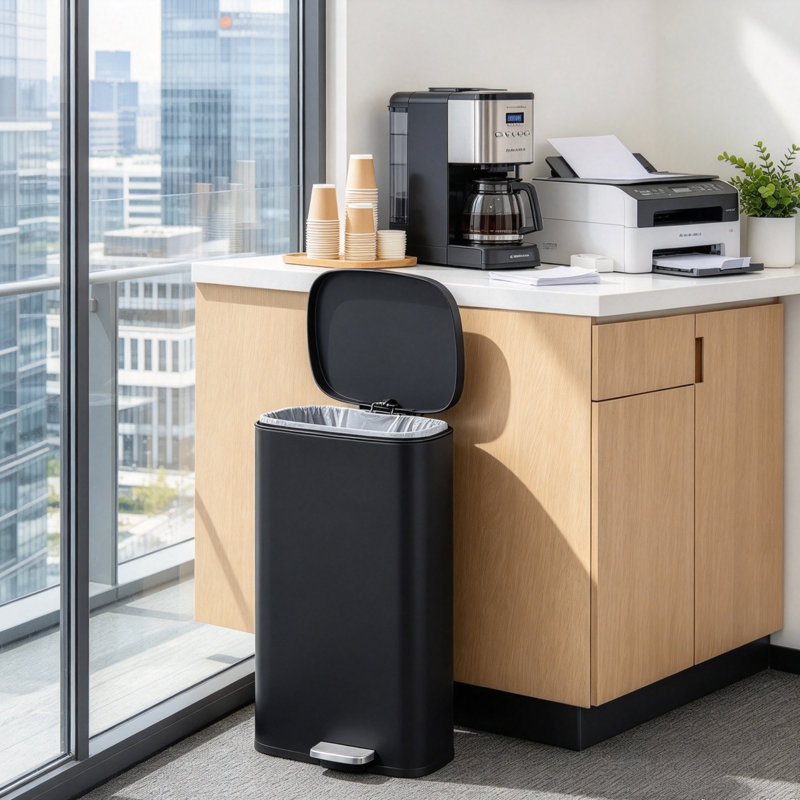 Sleek Black 50L Soft-Close Steel Pedal Kitchen Bin