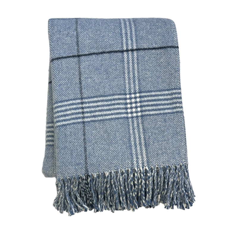 Jeté à carreaux Windowpane, Carreaux bleu foncé, L 67 po x l 50 po