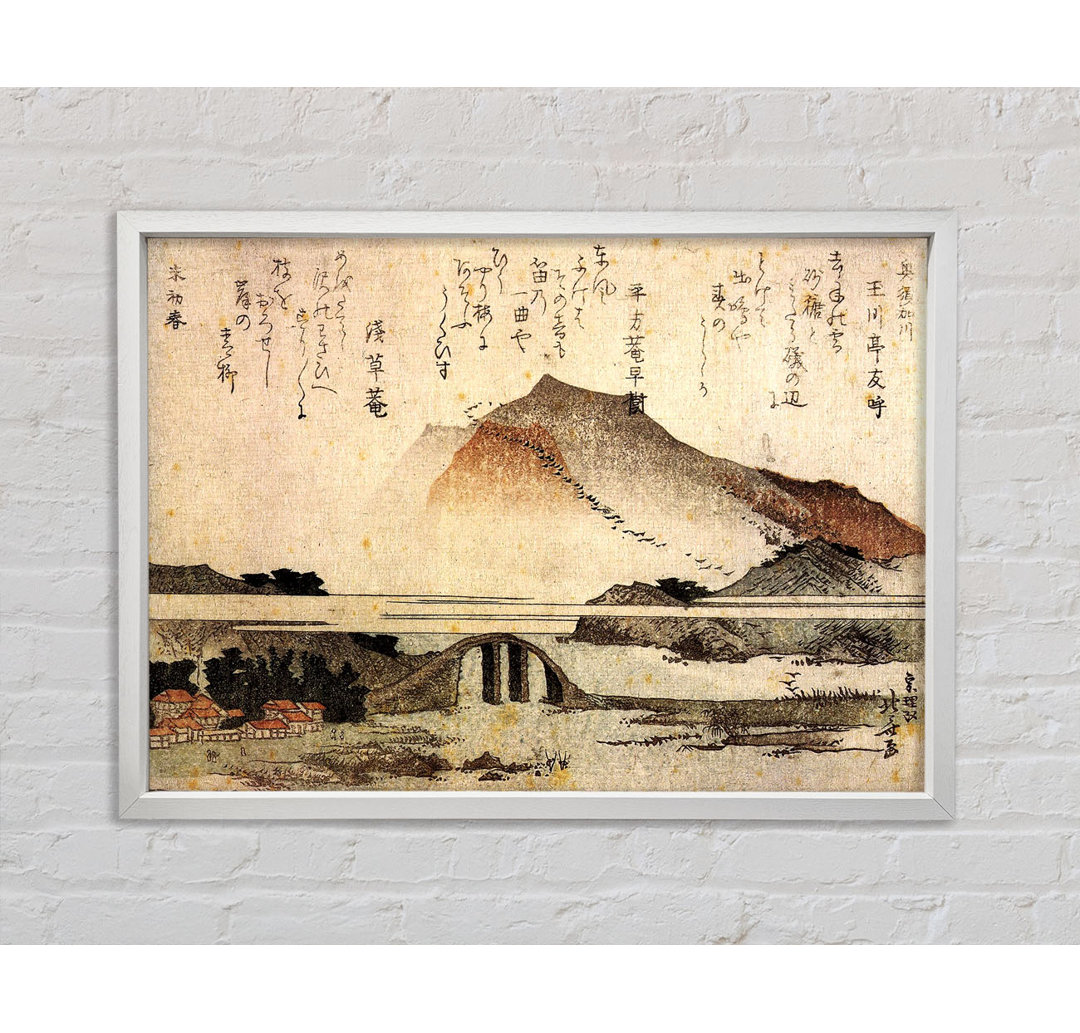 Hokusai Berglandschaft mit Brücke - Einzelner Bilderrahmen Kunstdrucke auf Leinwand