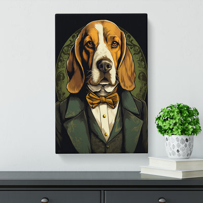 Beagle Art Nouveau Art - Wrapped Canvas